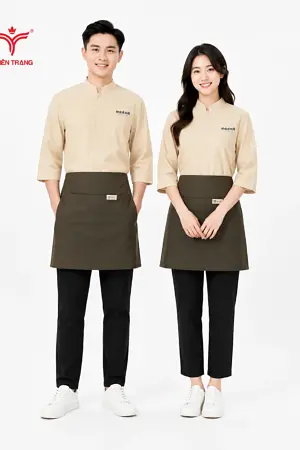 Đồng phục trà sữa cổ trụ tay lửng