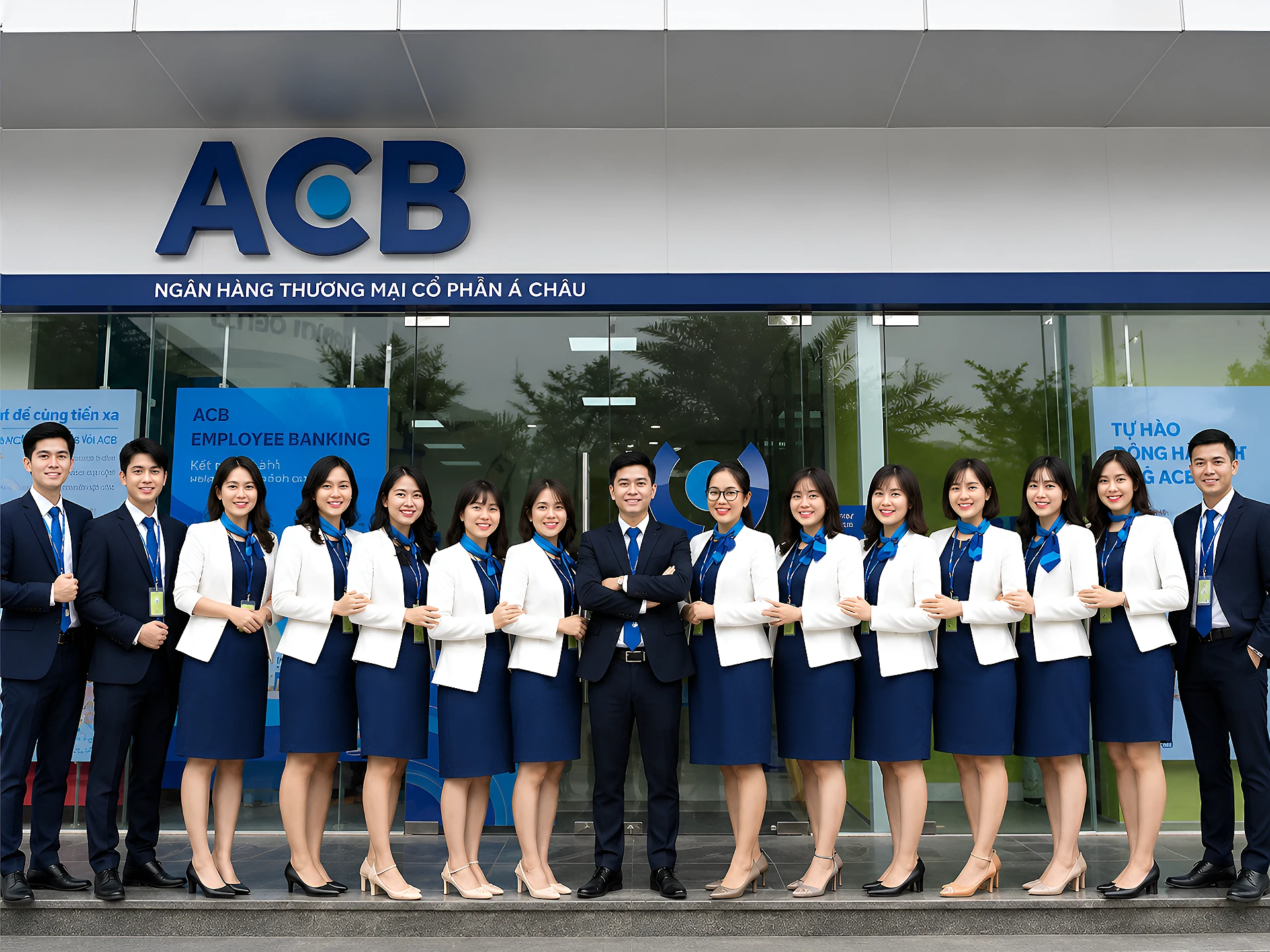 Mẫu đồng phục ngân hàng ACB chuẩn nhận diện thương hiệu