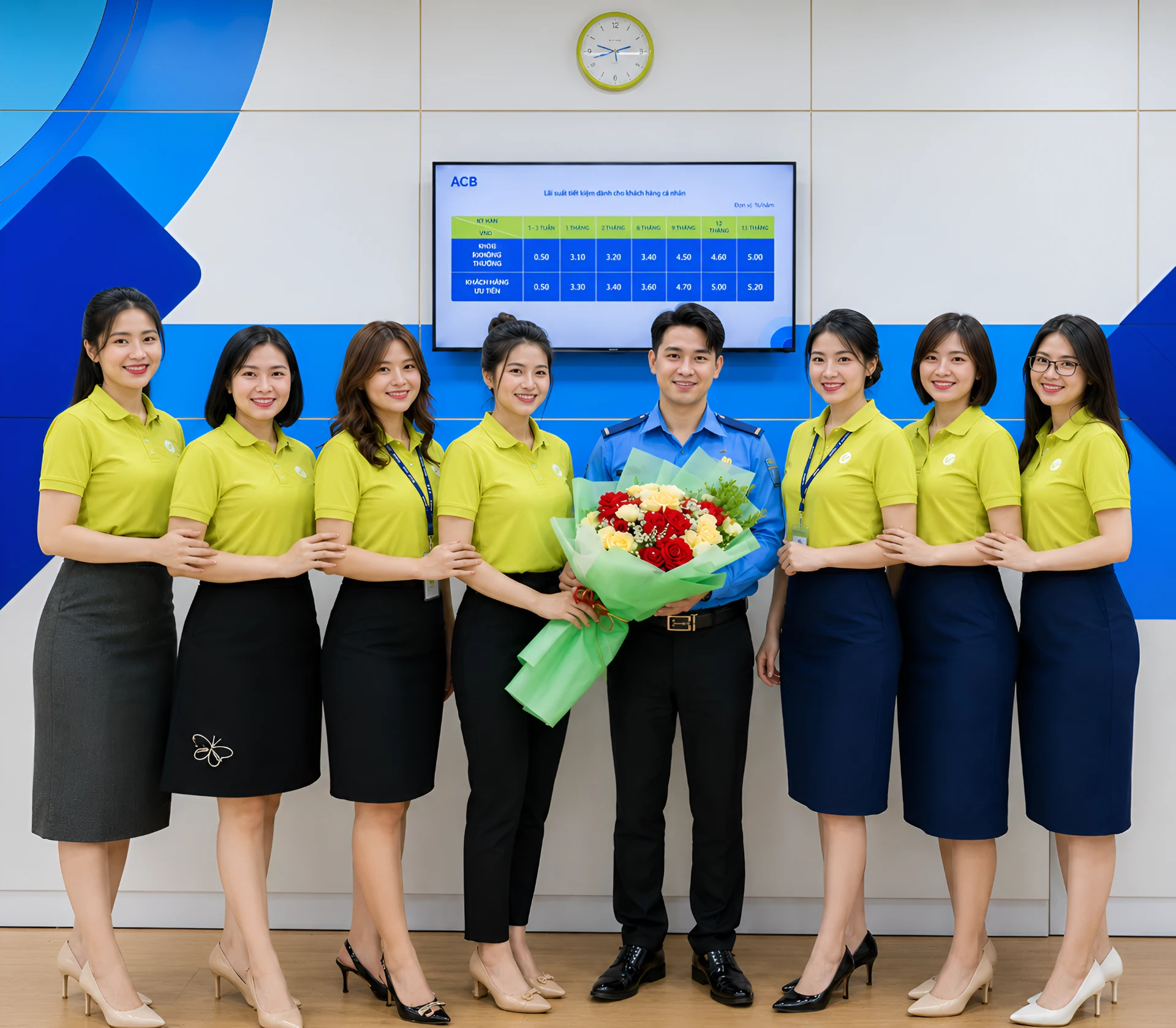 Mẫu đồng phục ngân hàng ACB chuẩn nhận diện thương hiệu