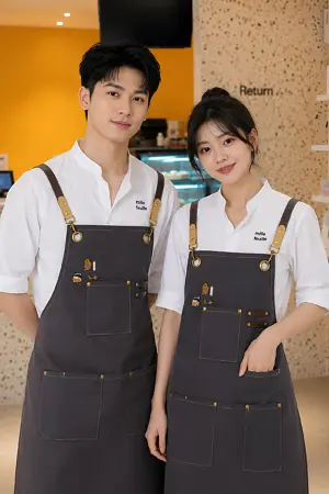 Alternative view of Đồng phục sơ mi kết hợp tạp dề phục vụ quán cà phê