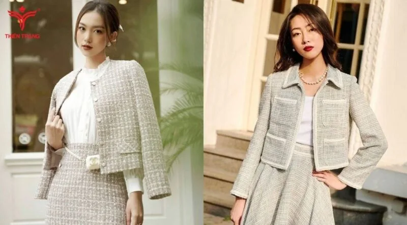 Áo khoác vải tuytsi thanh lịch với chất liệu đứng form