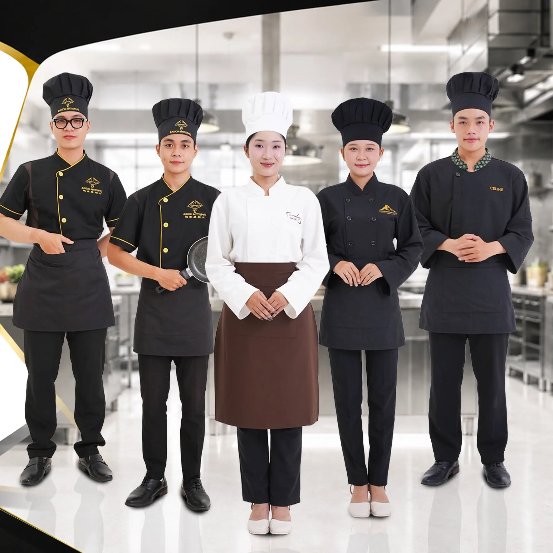 Bộ sưu tập đồng phục bếp nhà hàng phân theo cấp bậc chuẩn nhà hàng tại Đồng Phục Thiên Trang