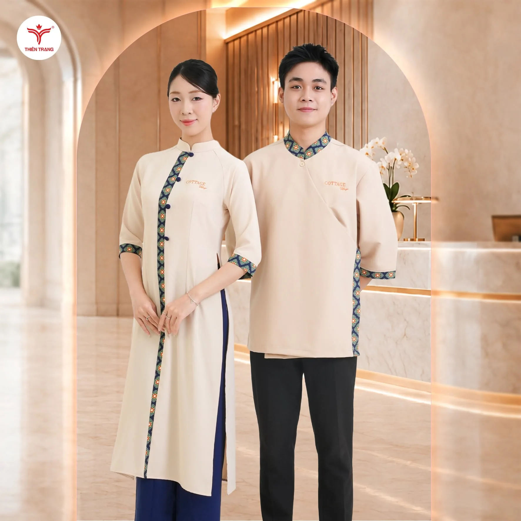 Set áo sơ mi kiểu chân váy bút chì cho lễ tân nhà hàng