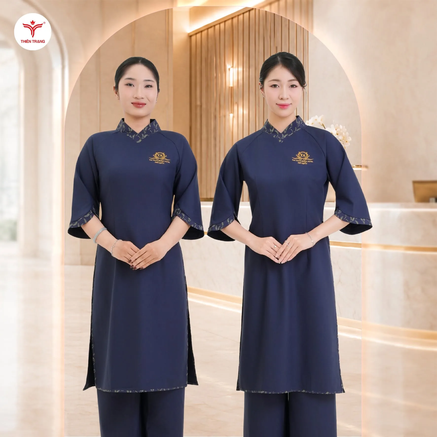 Đồng phục lễ tân nhà hàng sang trọng, lịch thiệp