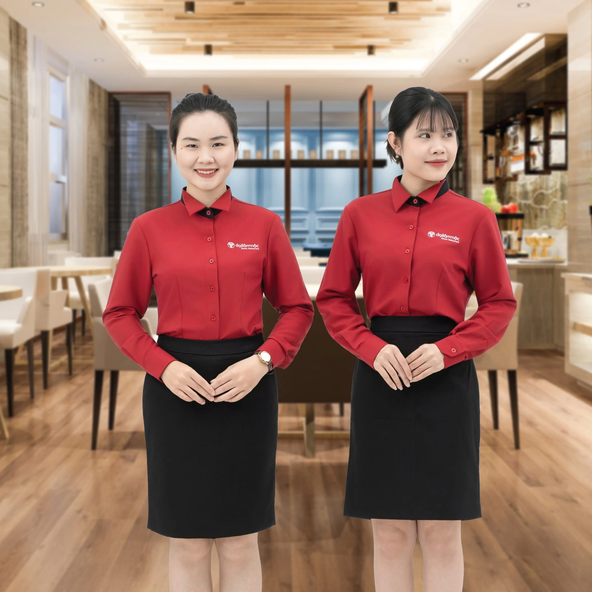 Set đồng phục nhà hàng nam nữ chuyên nghiệp, chất liệu thoáng mát và đứng form