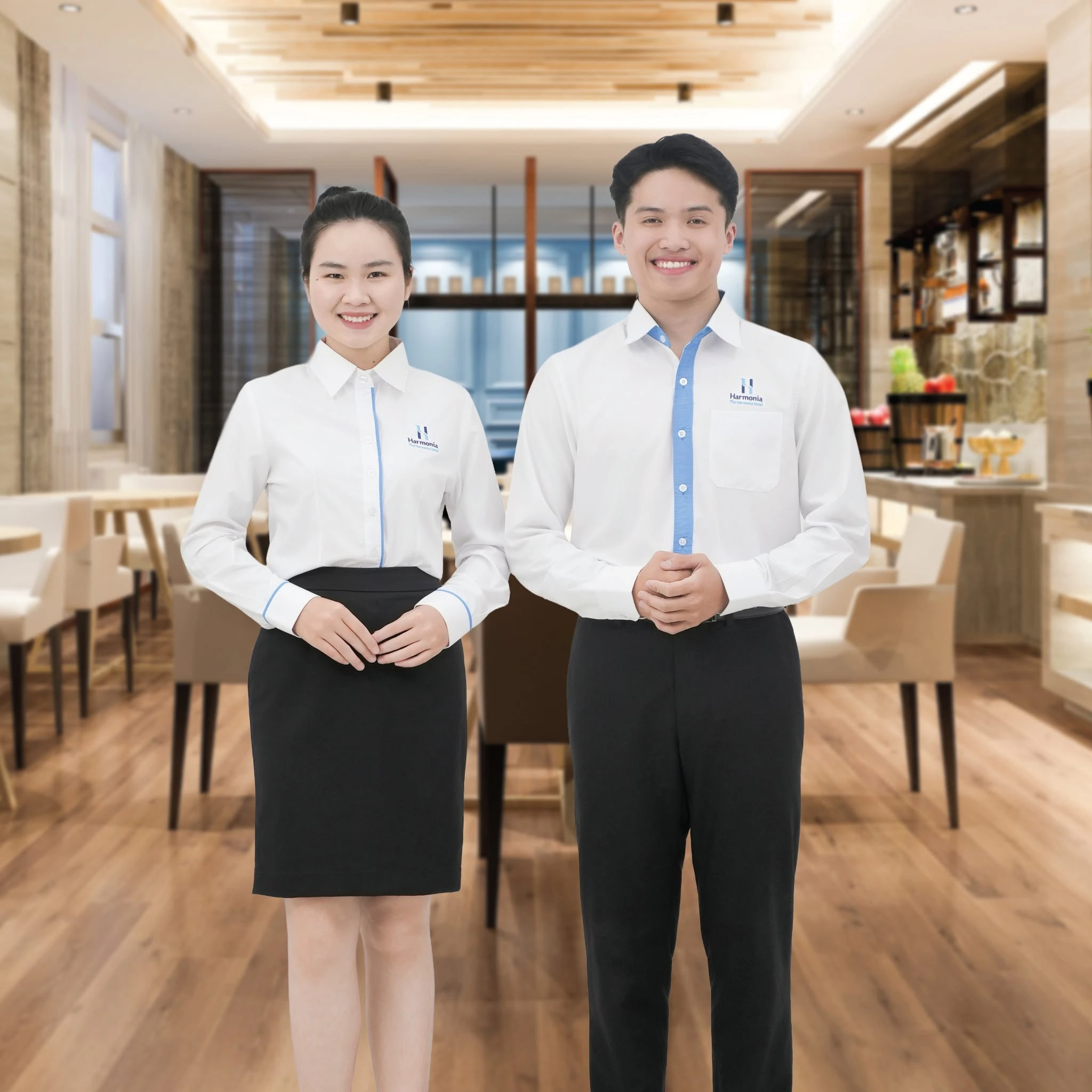 Mẫu đồng phục nhà hàng phong cách hiện đại phù hợp không gian ẩm thực cao cấp