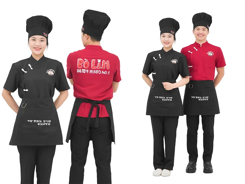 Mẫu áo thun đồng phục nhân viên quán nướng BBQ Hàn Quốc năng động