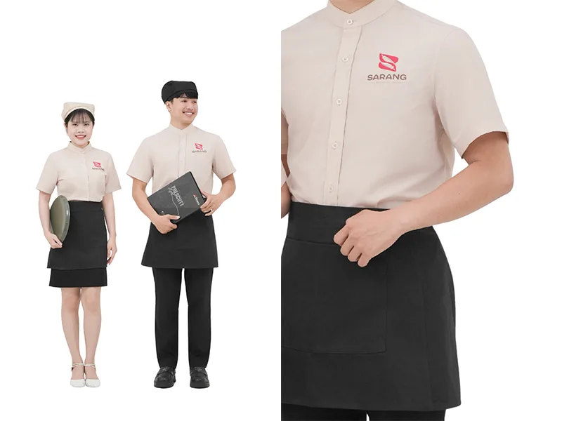 Mẫu mũ nón đồng bộ đi kèm trong set đồng phục nhà hàng Hàn Quốc