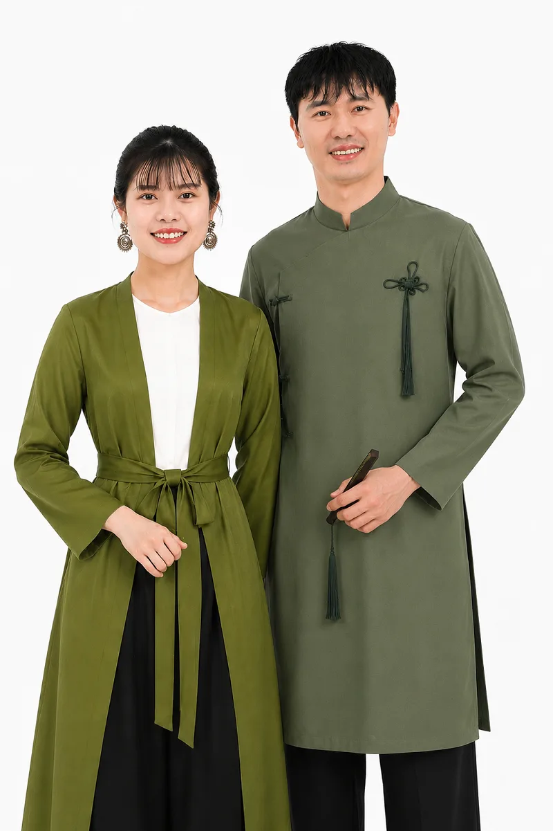 Áo cổ tàu Mandarin cúc thắt vải thủ công cho nhân viên nhà hàng Trung Hoa