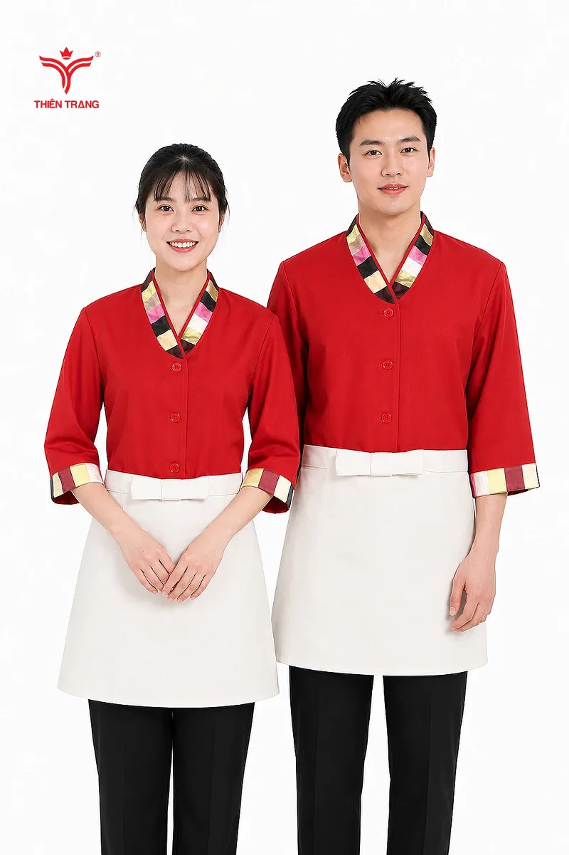 Tạp dề dài chạm gối Bistro Apron cho đồng phục nhà hàng Tây Âu