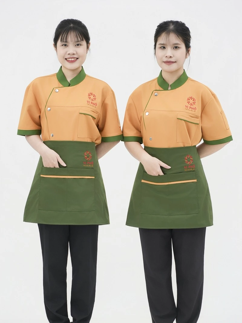 50+ Mẫu Tạp Dề Đồng Phục Nhà Hàng Đẹp, Chuyên Nghiệp & Xưởng May In Logo Theo Yêu Cầu 3 Mẫu tạp dề ngắn ngang hông cho nhân viên phục vụ nhà hàng