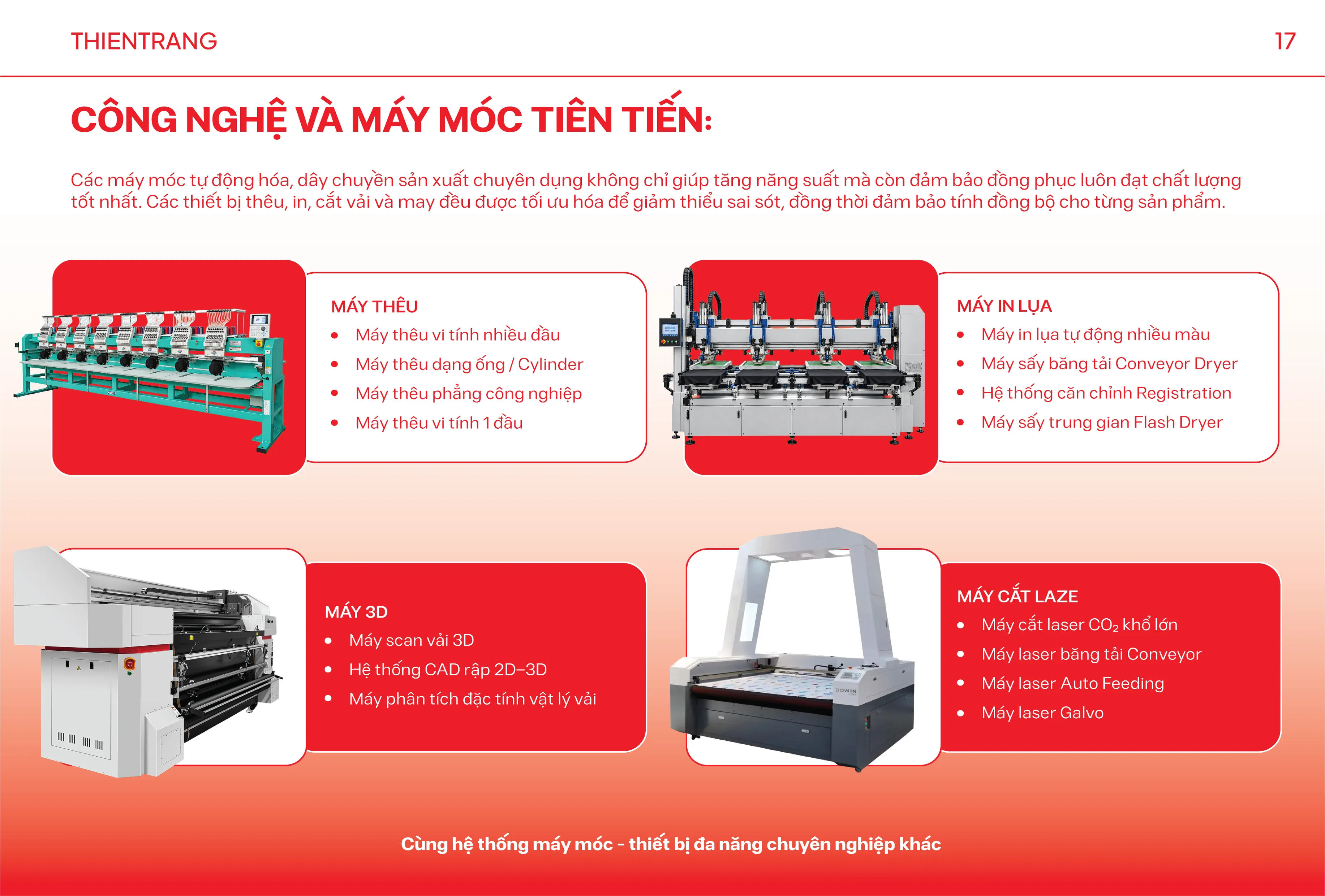 Máy móc hiện đại đáp ứng mọi nhu cầu Tại Thiên Trang