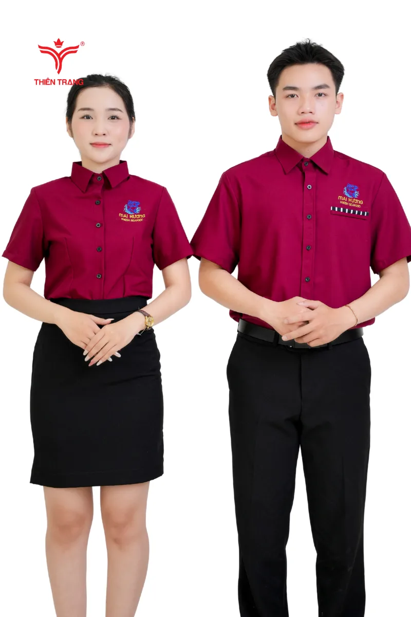 Mẫu Áo sơ mi nhà hàng ngắn tay